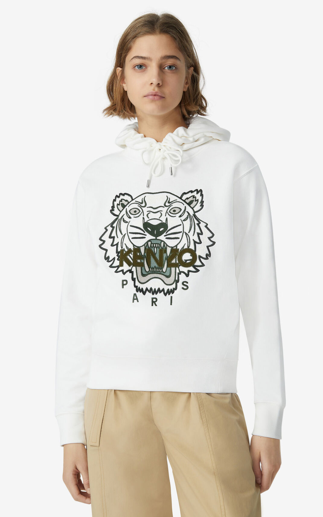 Kenzo Tiger Sudaderas Con Capucha Mujer Blancas | 0538261-BW